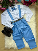 Conjunto Meninos Miss Cherry Leo Suspensorio Azul Serenity