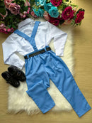 Conjunto Meninos Miss Cherry Leo Suspensorio Azul Serenity