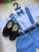 Conjunto Miss Cherry Meninos Social Shorts Ravi Azul Serenity