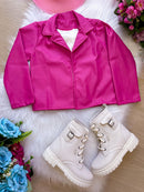Jaqueta/Casaco Ysa Kids Corino Pink