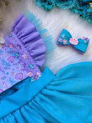 Romper/Vestido Princesa Sereia - Fundo do Mar Lilas e Tiffany