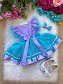 Romper/Vestido Princesa Sereia - Fundo do Mar Lilas e Tiffany