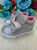 Tênis Bota Encanto de Criança Lacinho Prata Glitter Rebeca