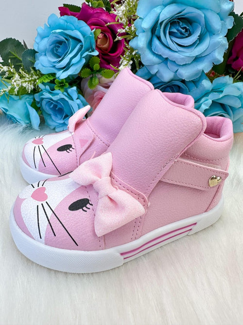 Tênis Bota Encanto de Criança Gatinha/Gata Rosa Fashion