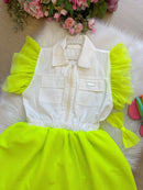 Vestido Blogueirinha Babado Rebeca Verde Neon
