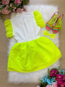 Vestido Blogueirinha Babado Rebeca Verde Neon