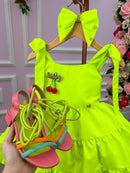 Vestido Blogueirinha Verde Neon Cerejinha