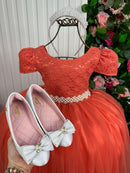 Vestido Enjoy Longo Laura Peito Rendado Terracota