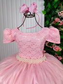 Vestido Enjoy Longo Laura Rosa Bebê Rendado