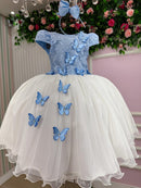 Vestido Juvenil - Midi Vila Lele Sabrina Azul Bebe e Off