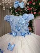 Vestido Juvenil - Midi Vila Lele Sabrina Azul Bebe e Off