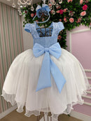 Vestido Juvenil - Midi Vila Lele Sabrina Azul Bebe e Off