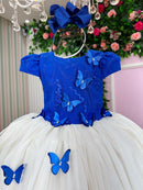 Vestido Juvenil - Midi Vila Lele Sabrina Azul Royal e Off