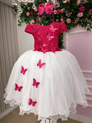 Vestido Juvenil - Midi Vila Lele Sabrina Pink e Off