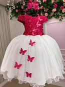 Vestido Juvenil - Midi Vila Lele Sabrina Pink e Off