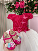 Vestido Juvenil - Midi Vila Lele Sabrina Pink e Off