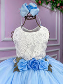 Vestido Juvenil Vila Lele Ivete Peito Off e Saia Azul Bebe