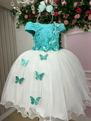 Vestido Juvenil - Midi Vila Lele Sabrina Verde Tiffany e Off