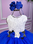 Vestido Juvenil Vila Lele Ivete Peito Off e Saia Azul Royal