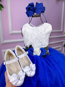 Vestido Juvenil Vila Lele Ivete Peito Off e Saia Azul Royal