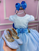 Vestido Juvenil Vila Lele Luiza Azul Bebe