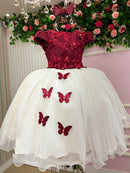 Vestido Juvenil - Midi Vila Lele Sabrina Marsala e Off