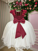 Vestido Juvenil - Midi Vila Lele Sabrina Marsala e Off