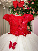 Vestido Juvenil - Midi Vila Lele Sabrina Vermelho e Off