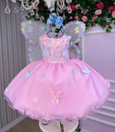 Vestido Marie Jardim das Borboletas Rosa Bebe Viviane
