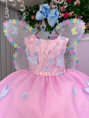 Vestido Marie Jardim das Borboletas Rosa Bebe Viviane