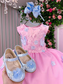 Vestido Marie Jardim das Borboletas Rosa Bebe Viviane