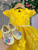 Vestido Marie Jardim Encantado Luxo Amarelo