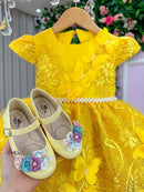 Vestido Marie Jardim Encantado Luxo Amarelo
