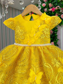 Vestido Marie Jardim Encantado Luxo Amarelo