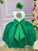 Vestido Juvenil Vila Lele Ivete Peito Off e Saia Verde Bandeira
