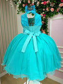 Vestido Juvenil Vila Lele Regata Flores Verde Tiffany