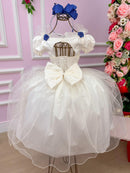 Vestido Lorenzetti Longo Off Detalhes Azul Marinho