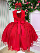 Vestido Juvenil Vila Lele Regata Flores Vermelho