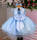 Vestido Marie Azul Jardim Encantado Laço