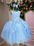 Vestido Juvenil Vila Lele Regata Flores Azul Bebe