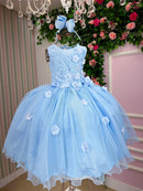 Vestido Juvenil Vila Lele Regata Flores Azul Bebe