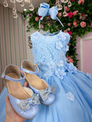 Vestido Juvenil Vila Lele Regata Flores Azul Bebe