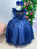 Vestido Marie Longo Mel Azul Petróleo