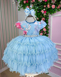 Vestido Menina Bonita Jardim Encantado Azul Bebe Natalia