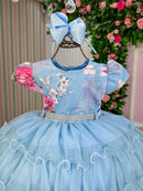 Vestido Menina Bonita Jardim Encantado Azul Bebe Natalia