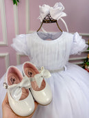 Vestido Menina Bonita Branco Peito Tule