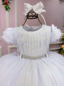 Vestido Menina Bonita Branco Peito Tule