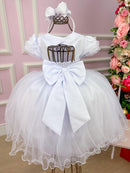 Vestido Menina Bonita Branco Peito Tule