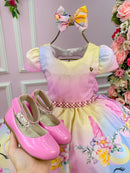 Vestido Mimadine Unicornio Colorido - Arco Iris