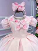 Vestido Miss Sweet Rosa Bebe Lacinhos